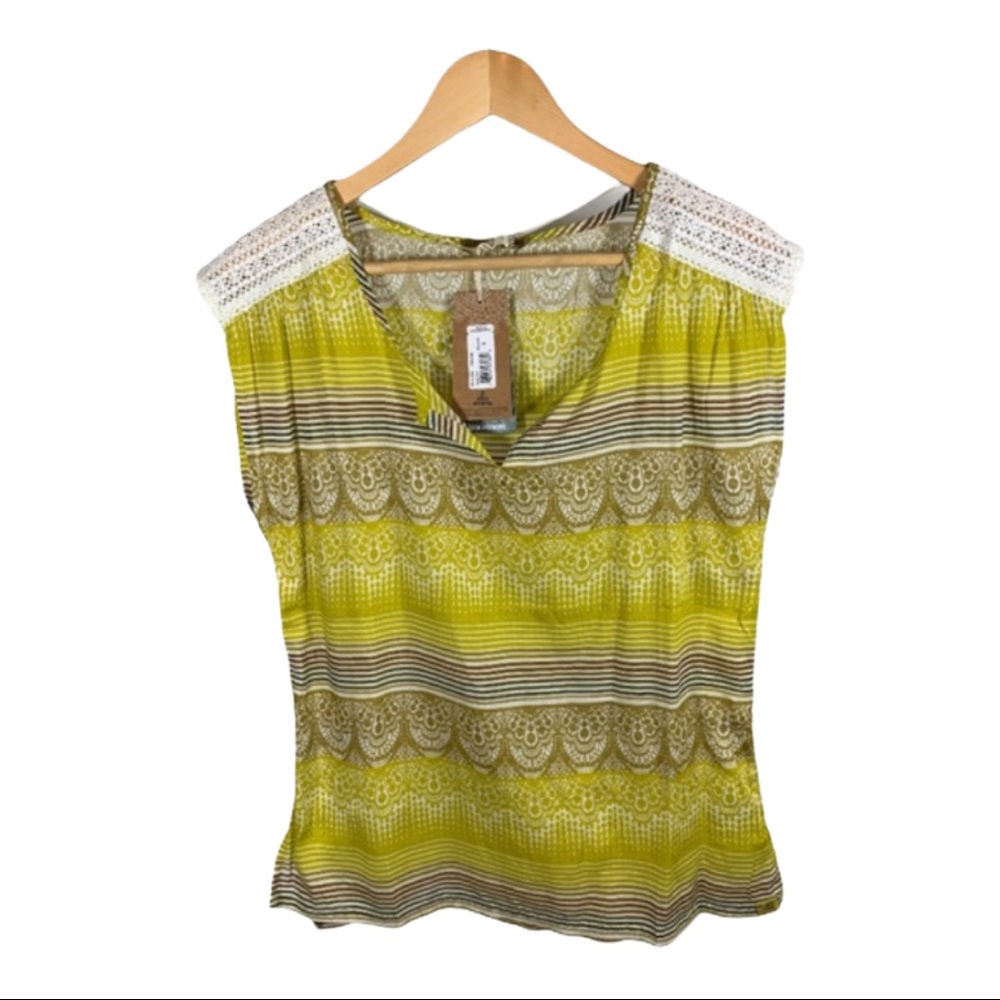 PRANA Women’s Illiana Bohemian Lace Top Green Size Small